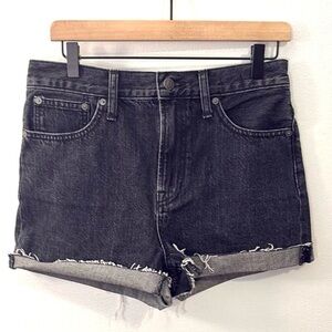 Madewell Women’s Black Denim Cutoff Jean Shorts Size 26 High Rise Raw Hem